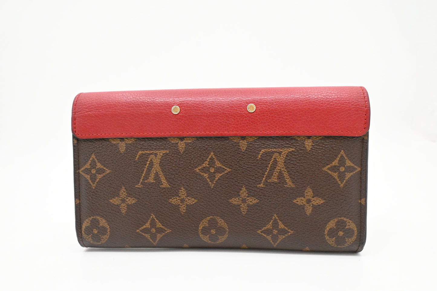 Louis Vuitton Pallas Wallet in Red Leather and Monogram Canvas