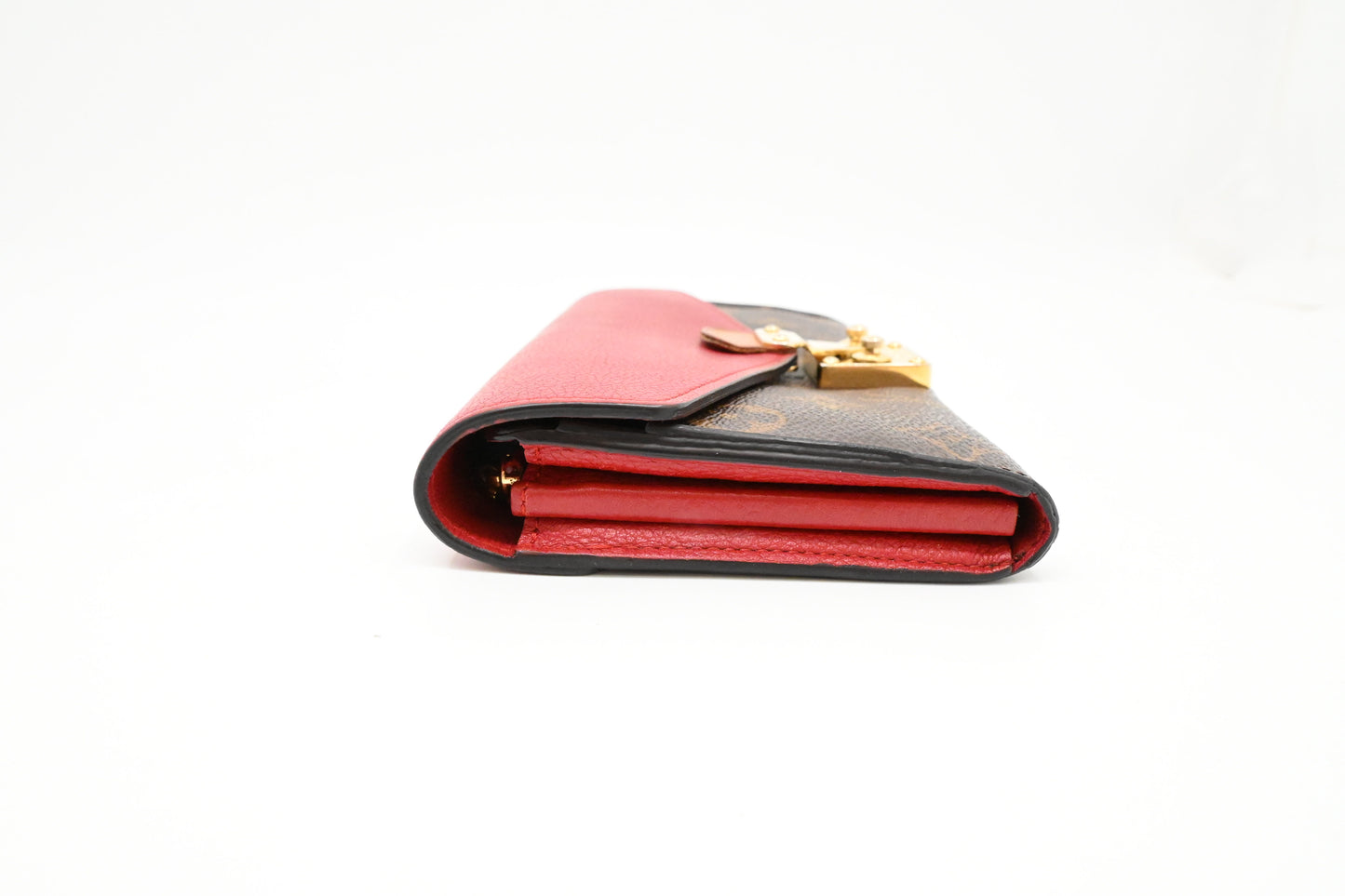 Louis Vuitton Pallas Wallet in Red Leather and Monogram Canvas