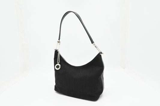 Bvlgari Shoulder Hobo Bag in Black Canvas