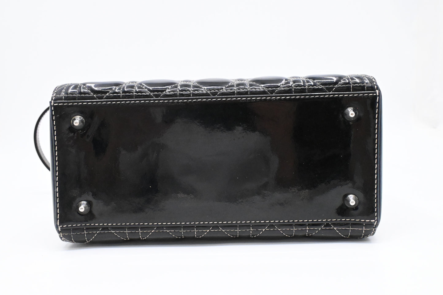 Dior Medium Lady D in Black Cannage Patent Leather