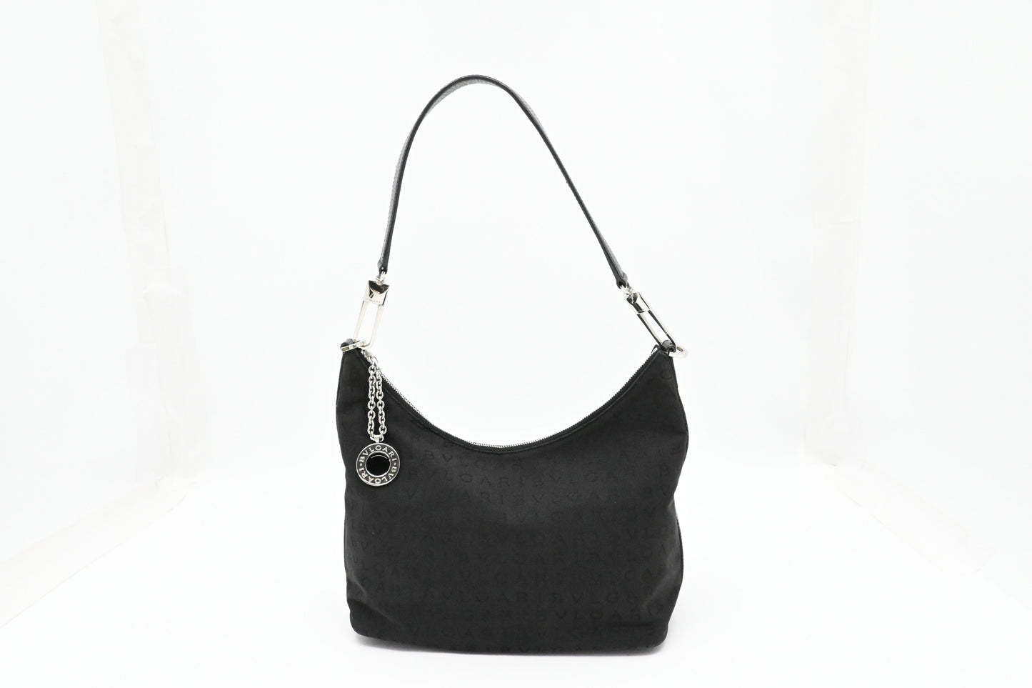 Bvlgari Shoulder Hobo Bag in Black Canvas