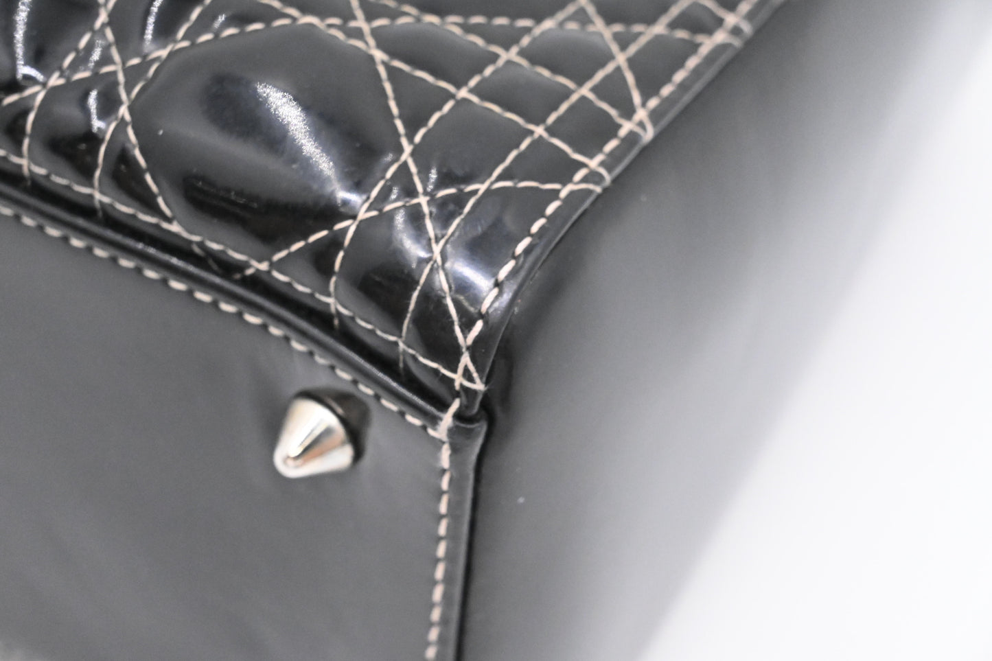 Dior Medium Lady D in Black Cannage Patent Leather