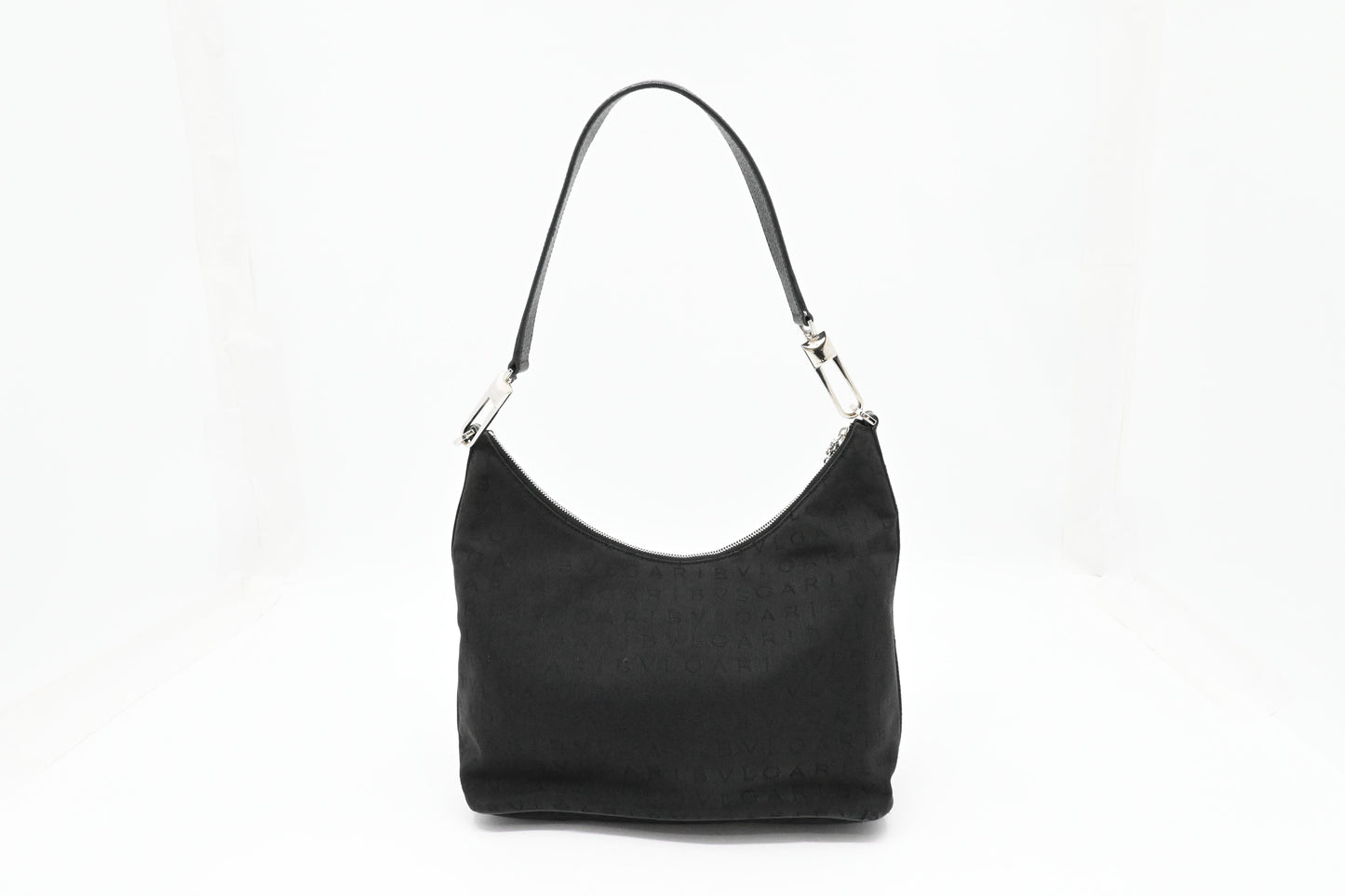 Bvlgari Shoulder Hobo Bag in Black Canvas