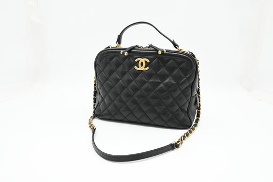 Chanel Vanity Case in Black Mattelassé Leather