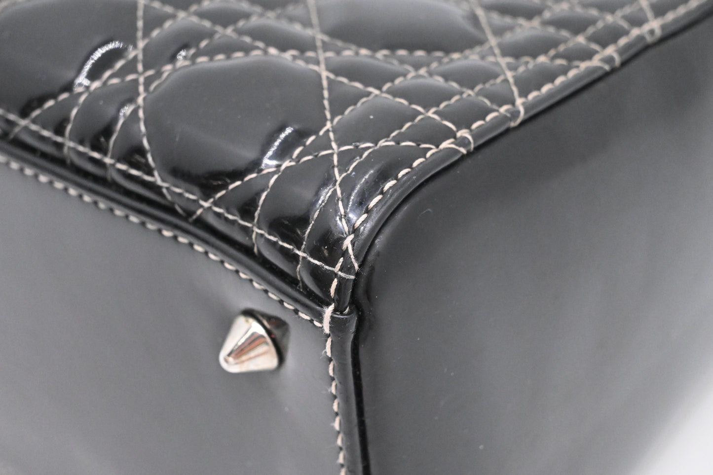 Dior Medium Lady D in Black Cannage Patent Leather