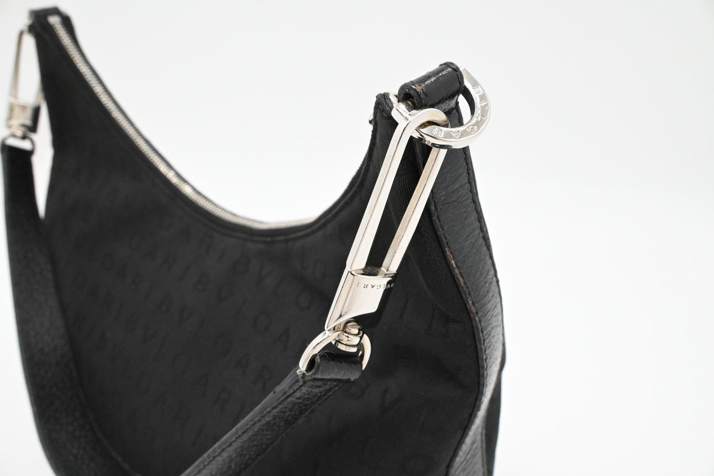 Bvlgari Shoulder Hobo Bag in Black Canvas