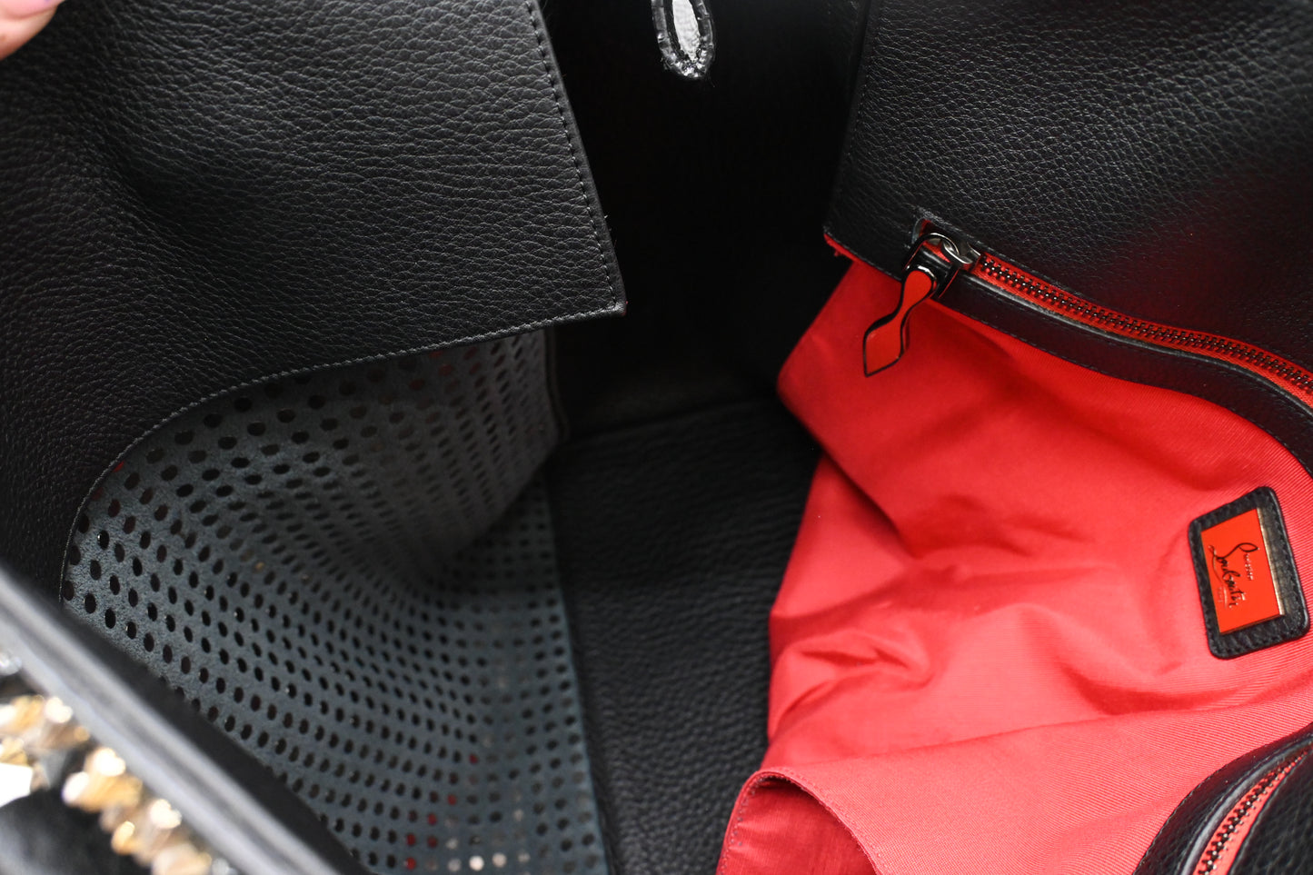 Louboutin Tote in Black Studded Leather