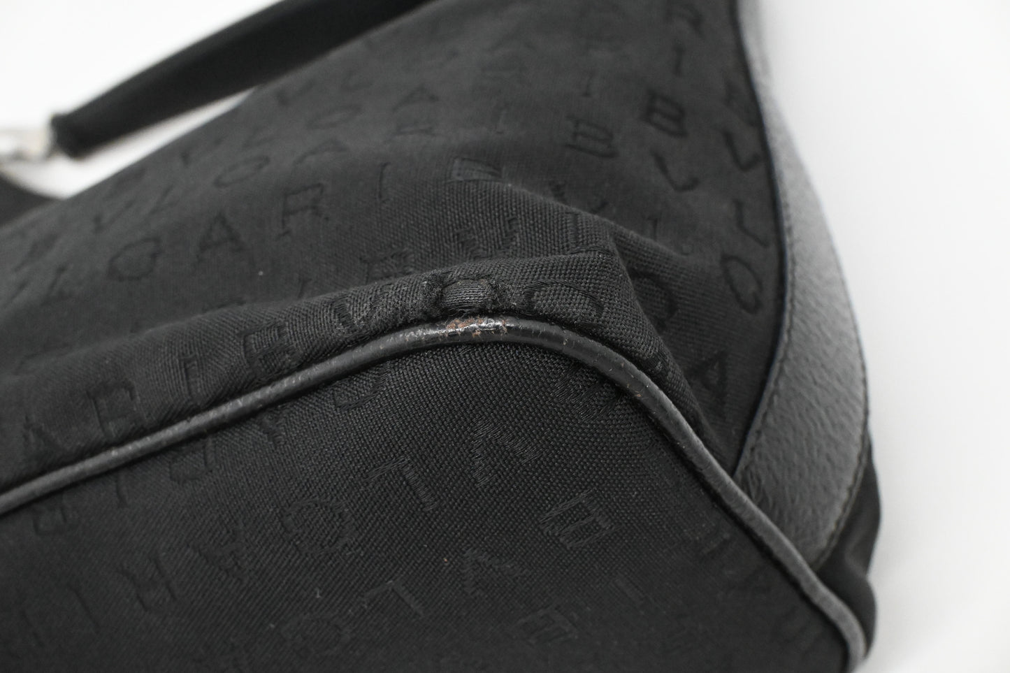 Bvlgari Shoulder Hobo Bag in Black Canvas