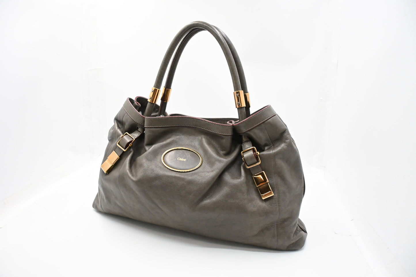 Chloe Victoria Tote Bag in Gray Leather
