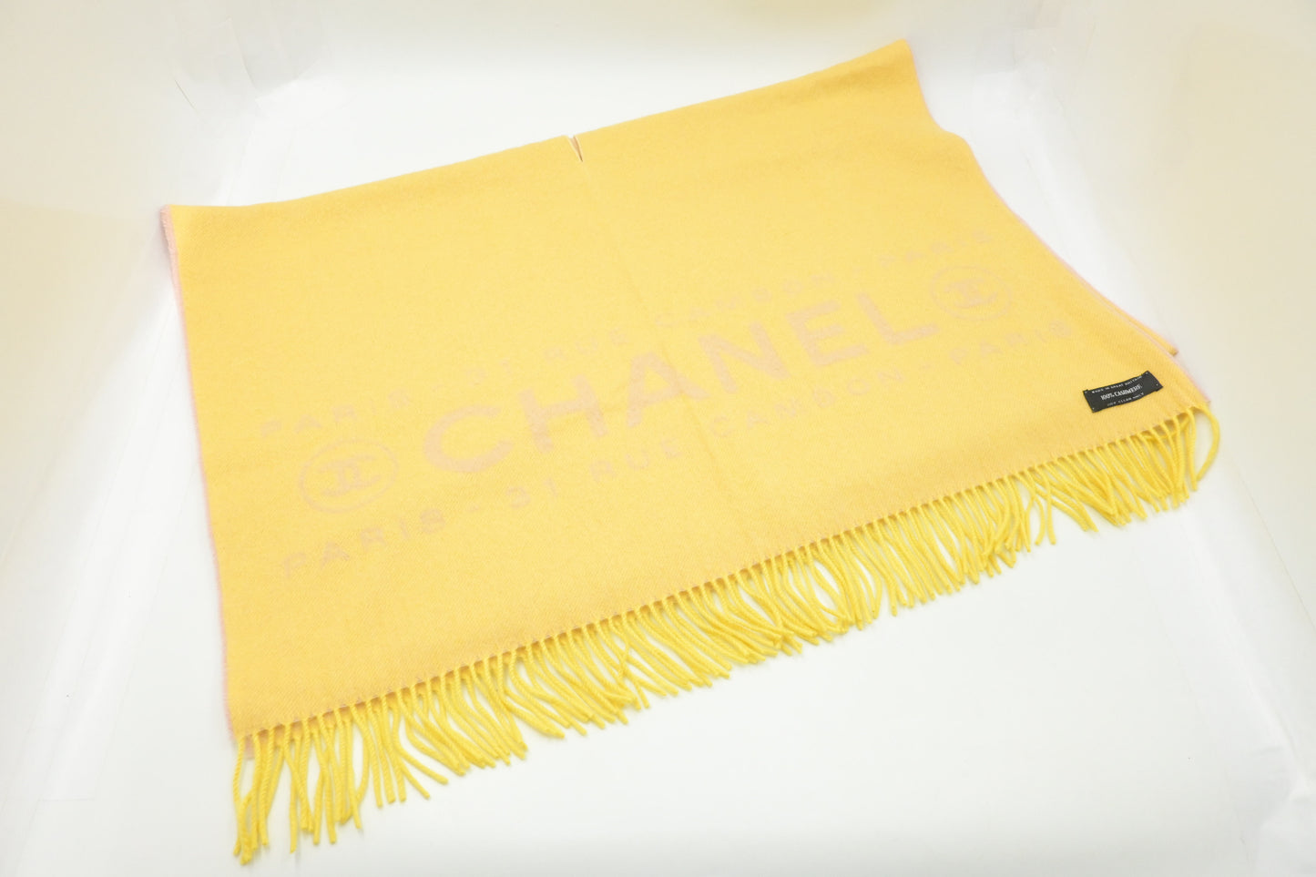 Chanel Scarf in Yellow and Pink Cashmere