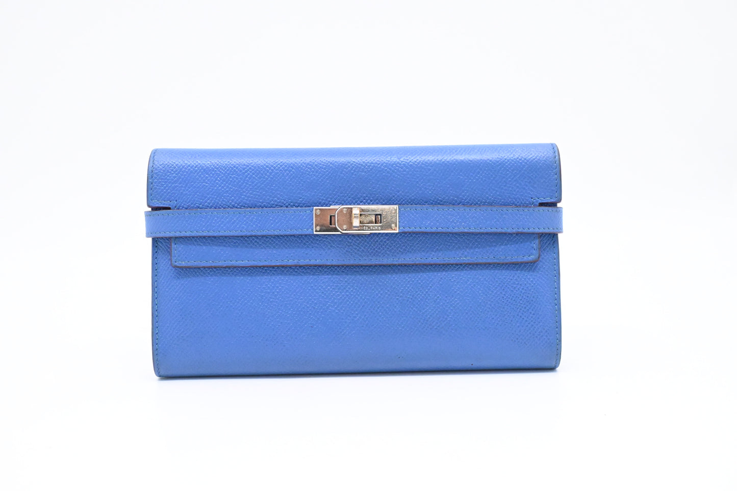 Hermes Kelly Wallet in Blue Leather