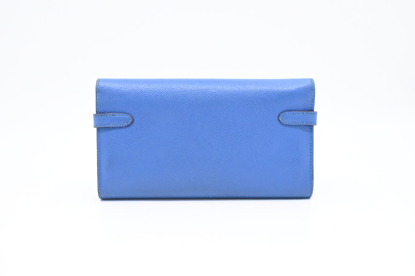 Hermes Kelly Wallet in Blue Leather