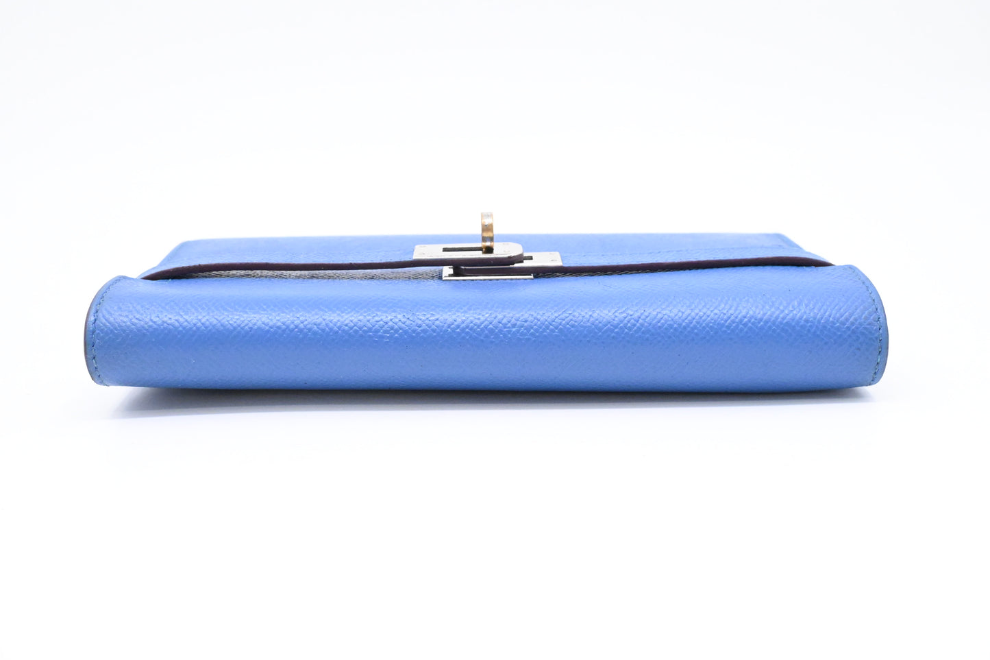Hermes Kelly Wallet in Blue Leather
