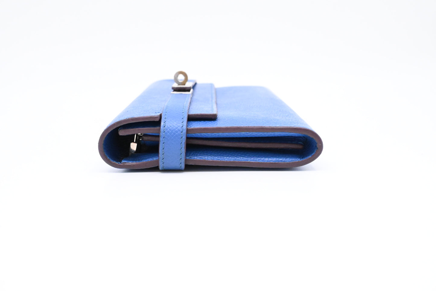 Hermes Kelly Wallet in Blue Leather