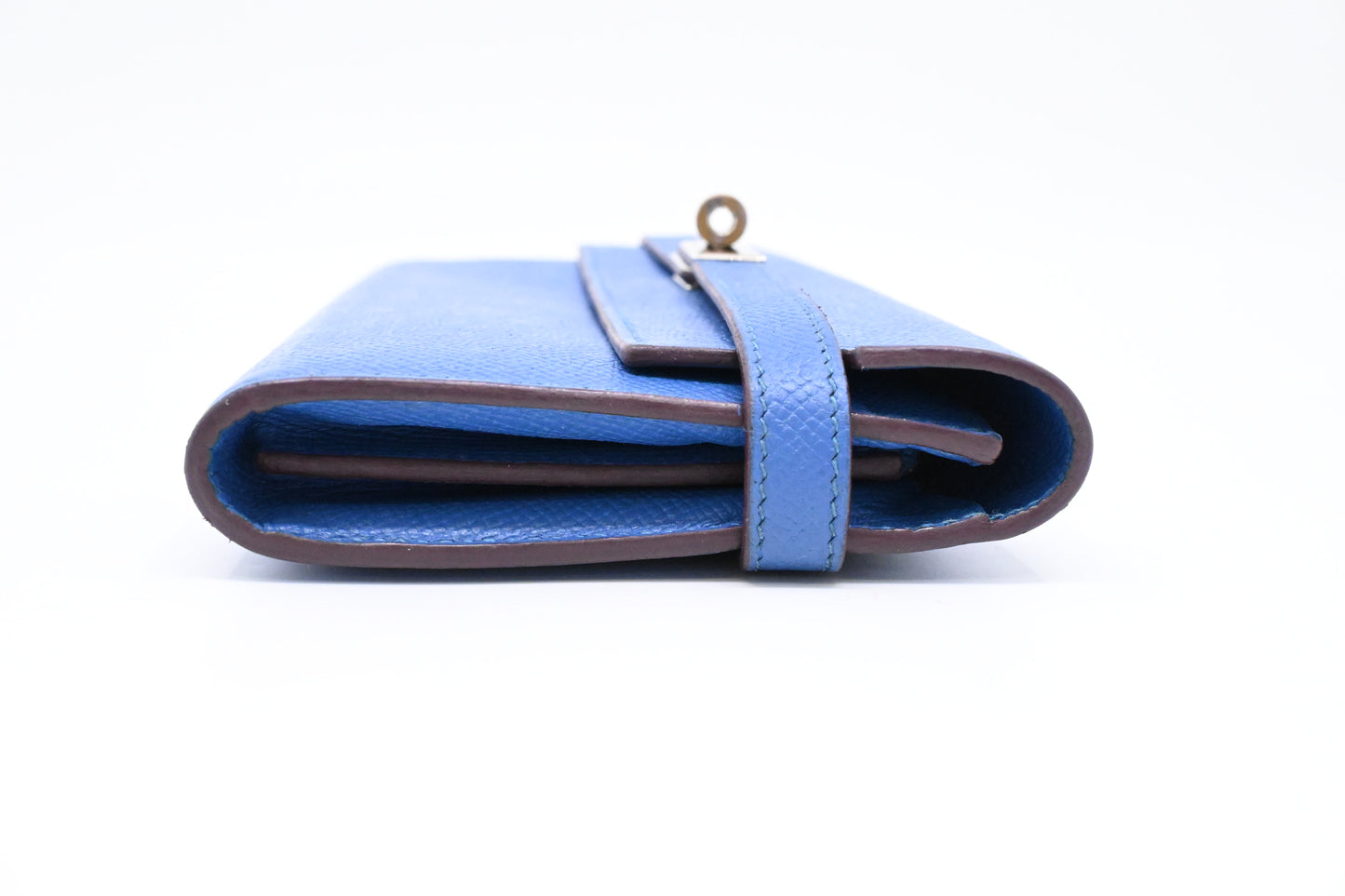 Hermes Kelly Wallet in Blue Leather