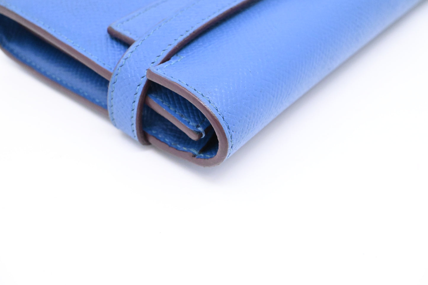 Hermes Kelly Wallet in Blue Leather