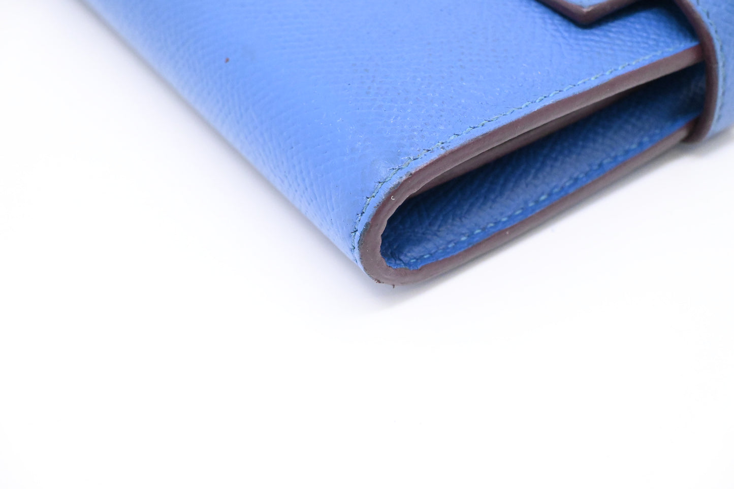 Hermes Kelly Wallet in Blue Leather