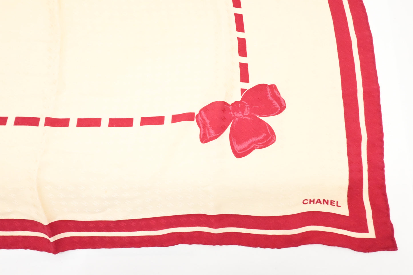Chanel Scarf in Red and Cream Silk