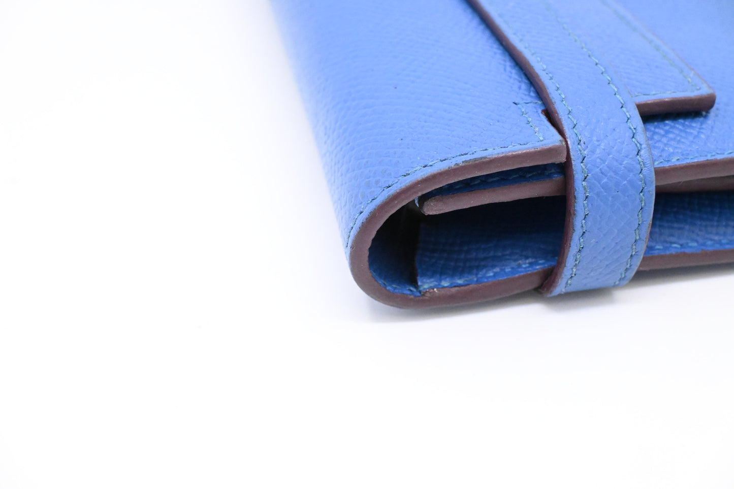 Hermes Kelly Wallet in Blue Leather