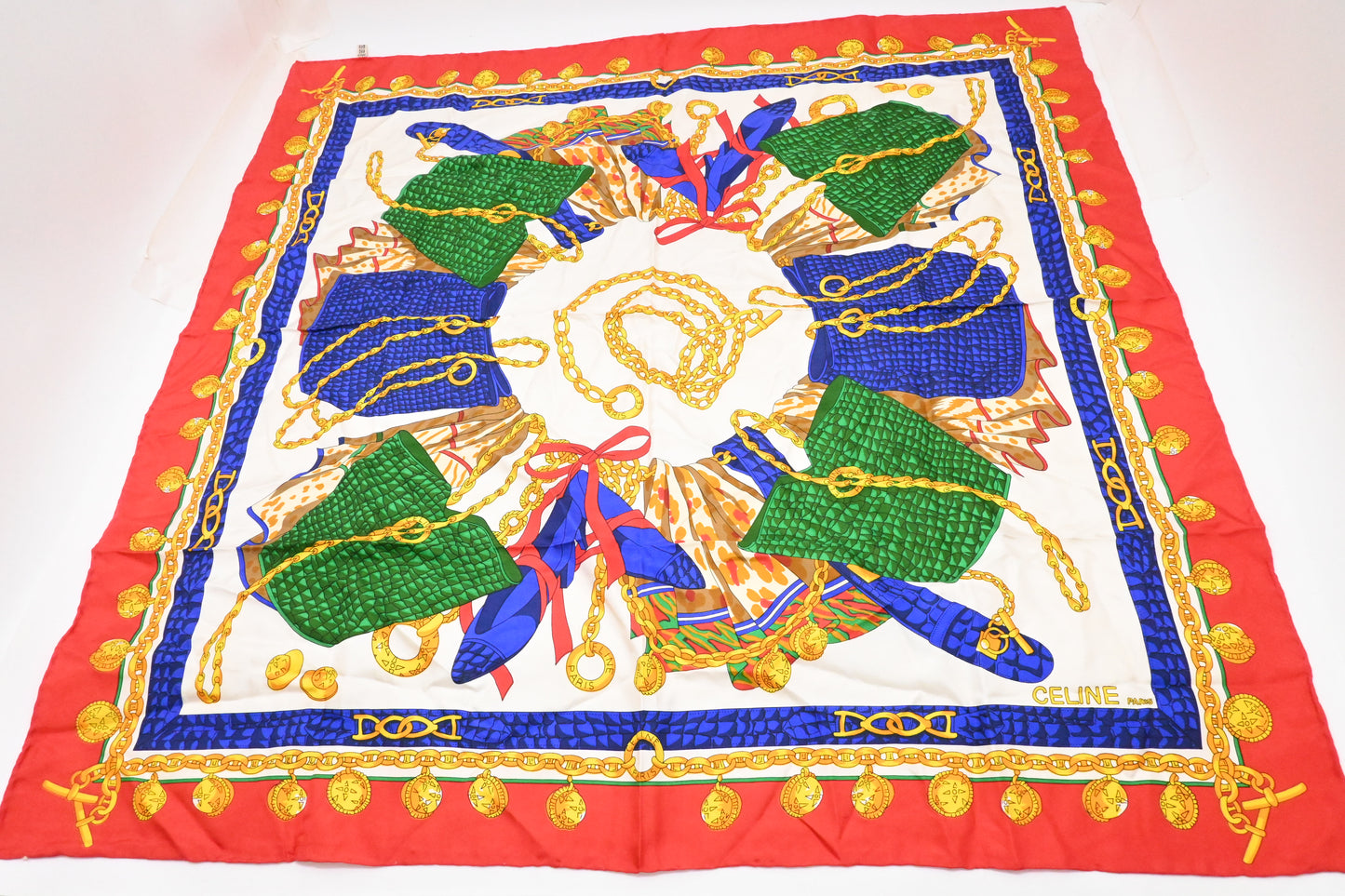 Celine Scarf in Red Multicolor Silk