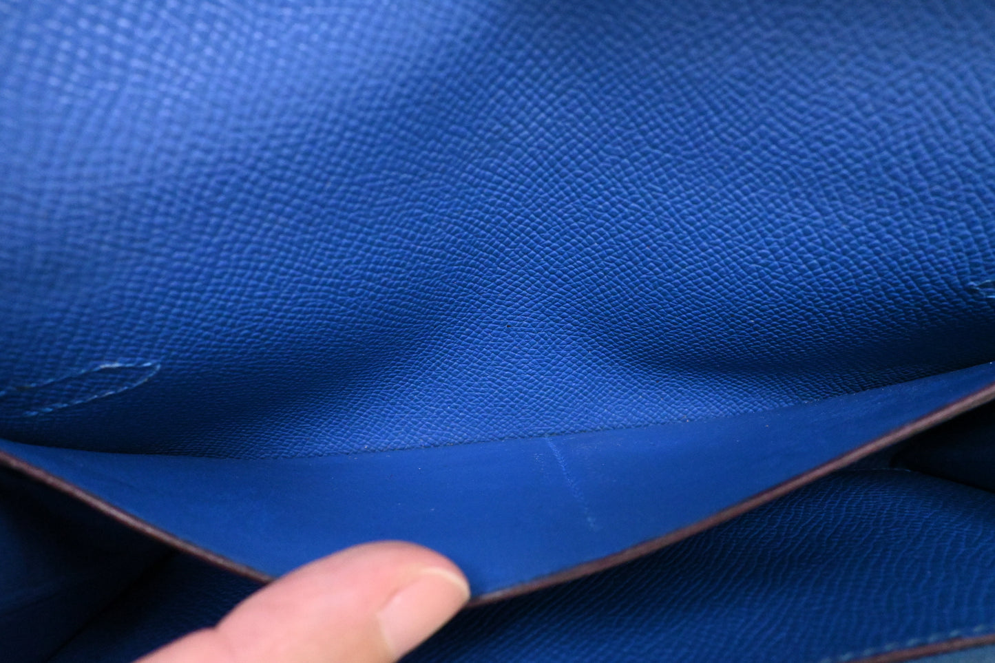 Hermes Kelly Wallet in Blue Leather