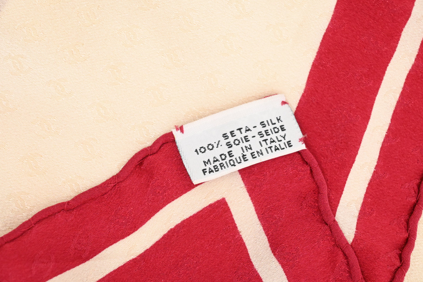 Chanel Scarf in Red and Cream Silk