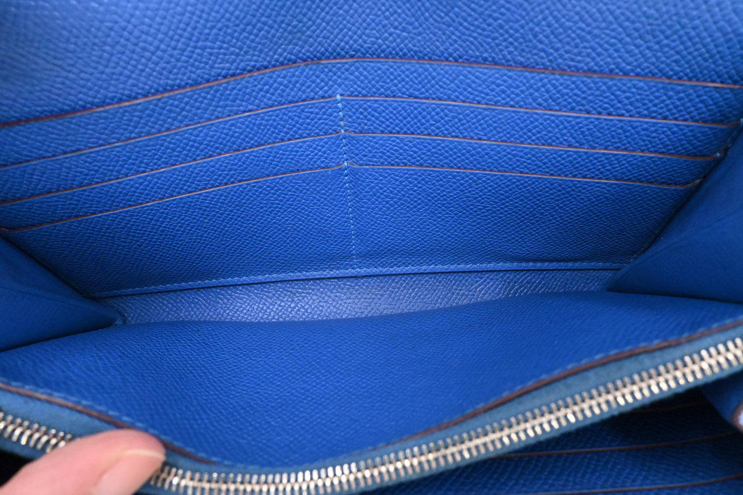 Hermes Kelly Wallet in Blue Leather