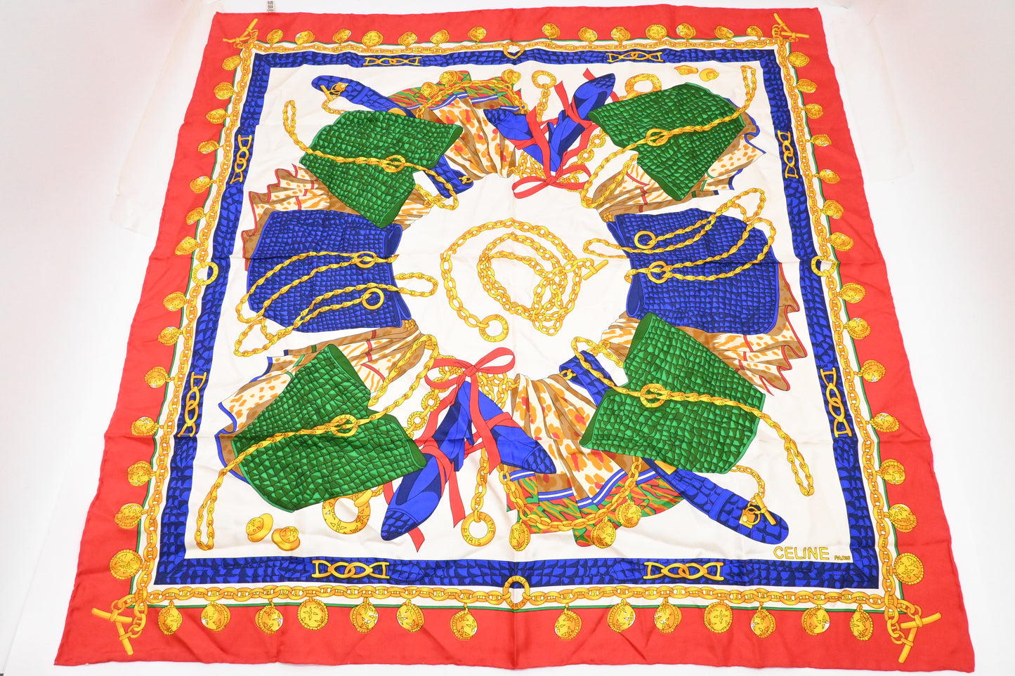 Celine Scarf in Red Multicolor Silk