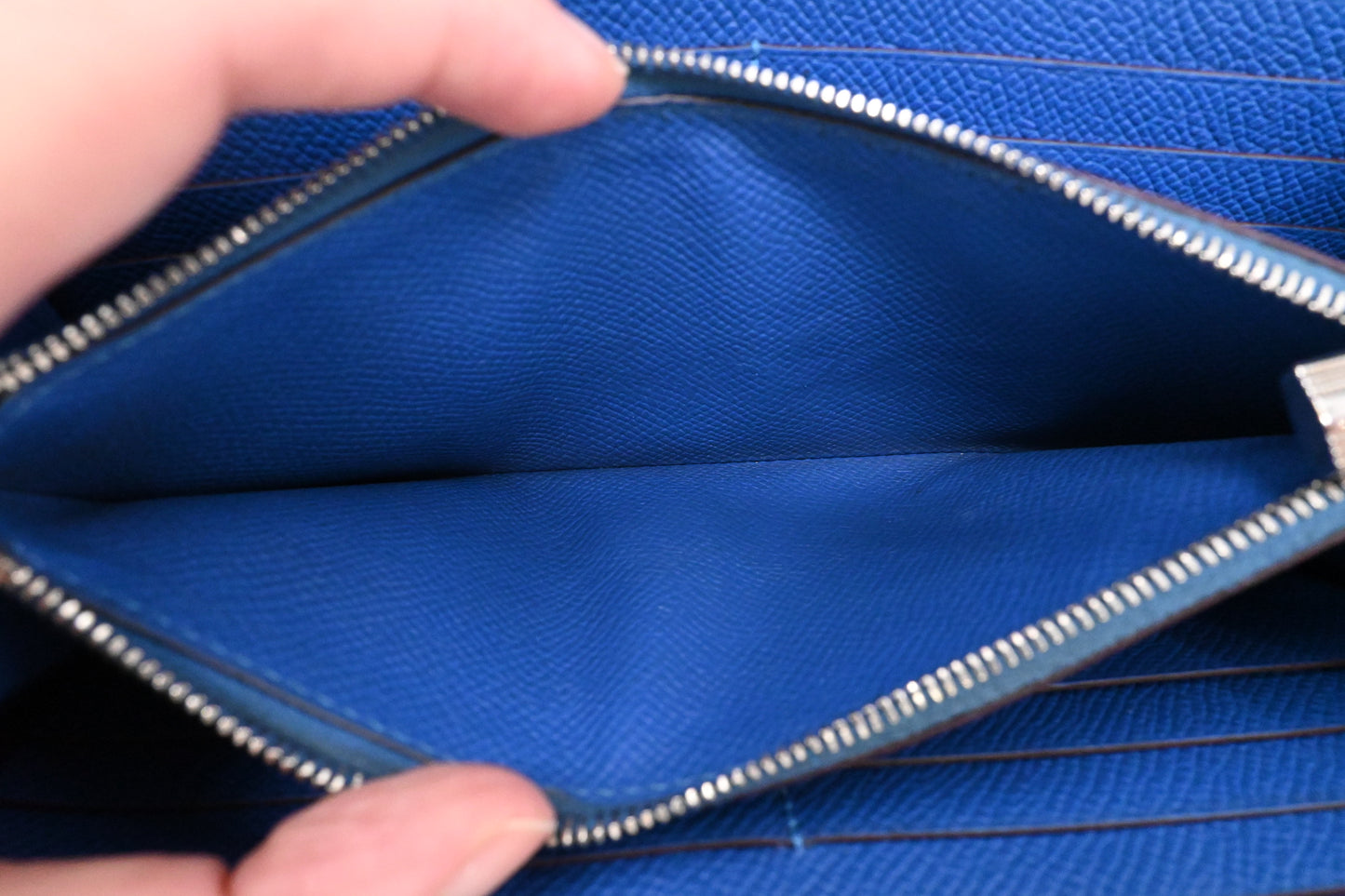 Hermes Kelly Wallet in Blue Leather
