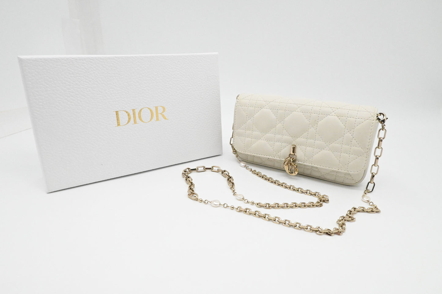 Dior Talk Phone Pouch in White Cannage Leather