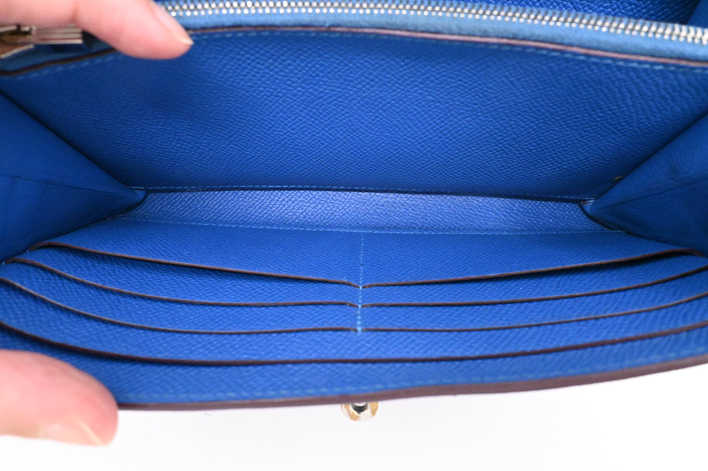 Hermes Kelly Wallet in Blue Leather