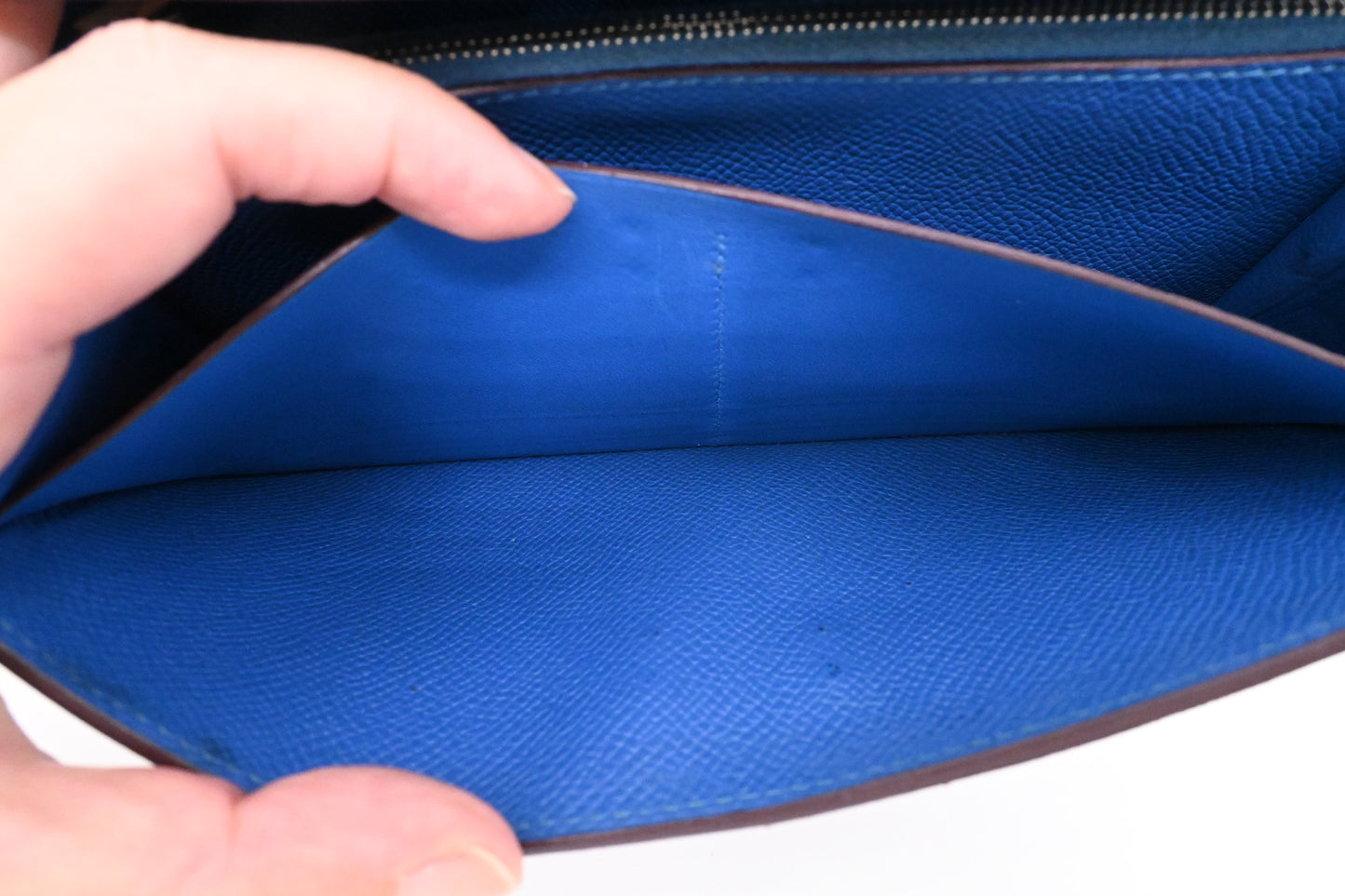 Hermes Kelly Wallet in Blue Leather