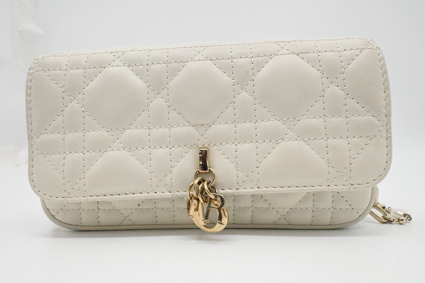 Dior Talk Phone Pouch in White Cannage Leather