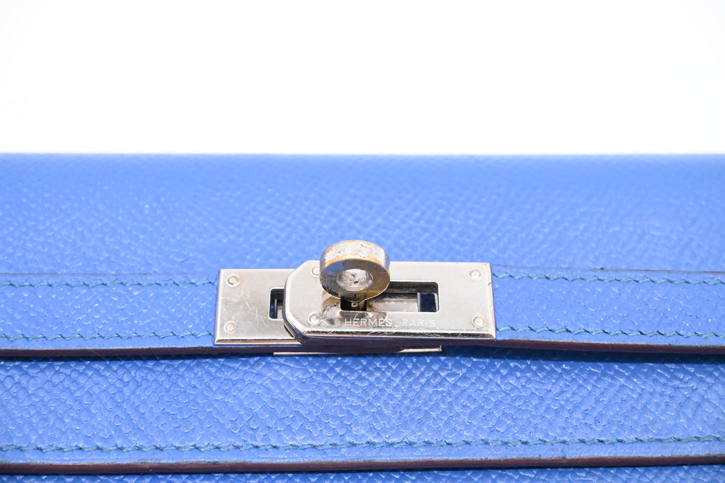 Hermes Kelly Wallet in Blue Leather