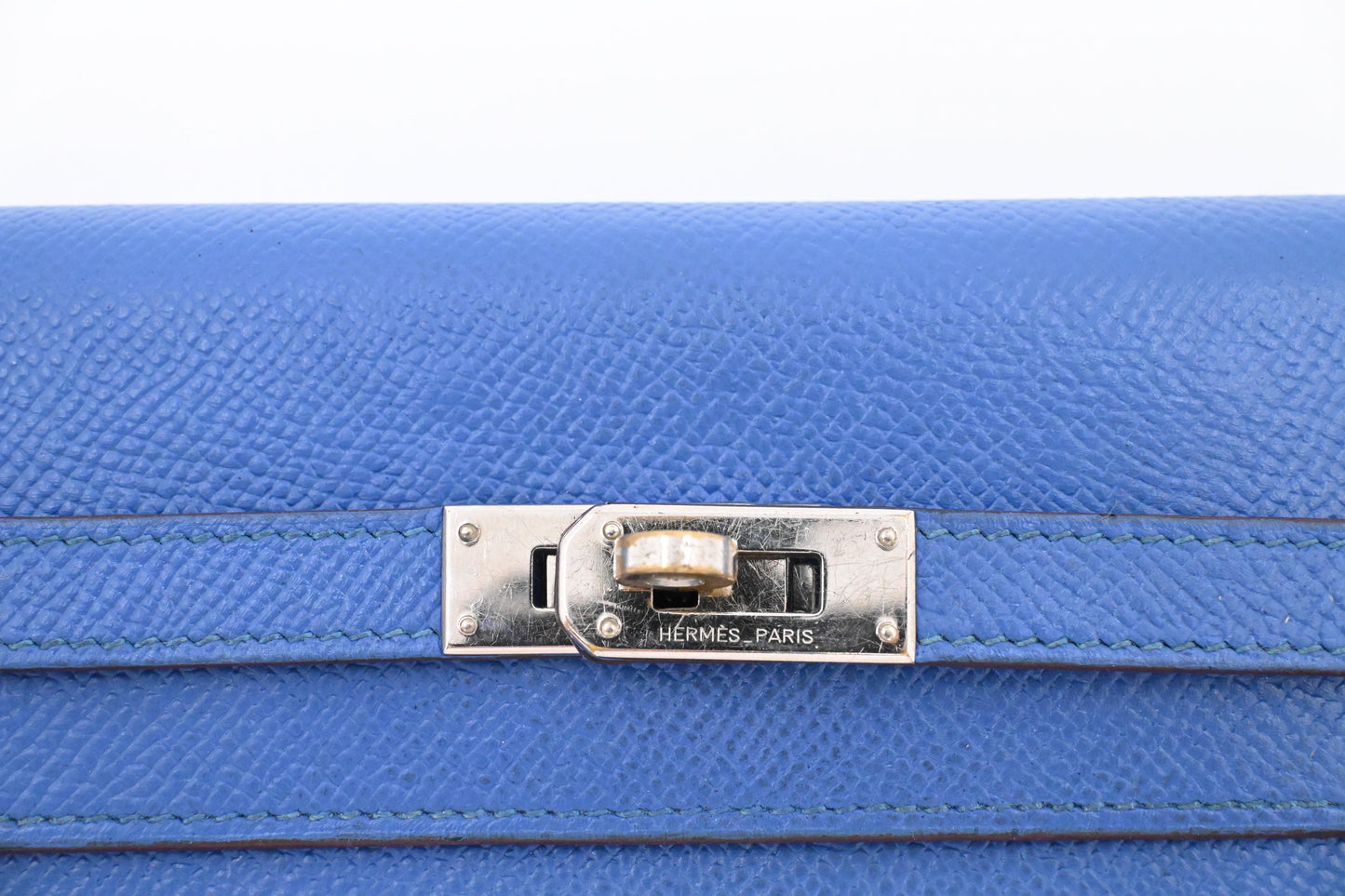 Hermes Kelly Wallet in Blue Leather