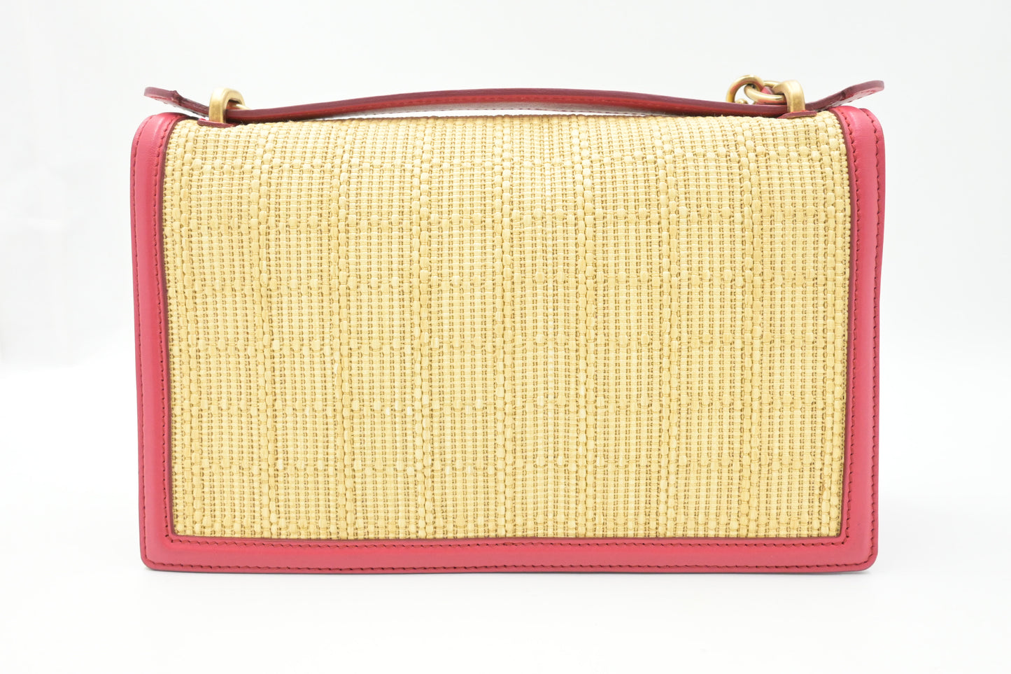Ferragamo Shoulder Bag in Raffia and Red Leather