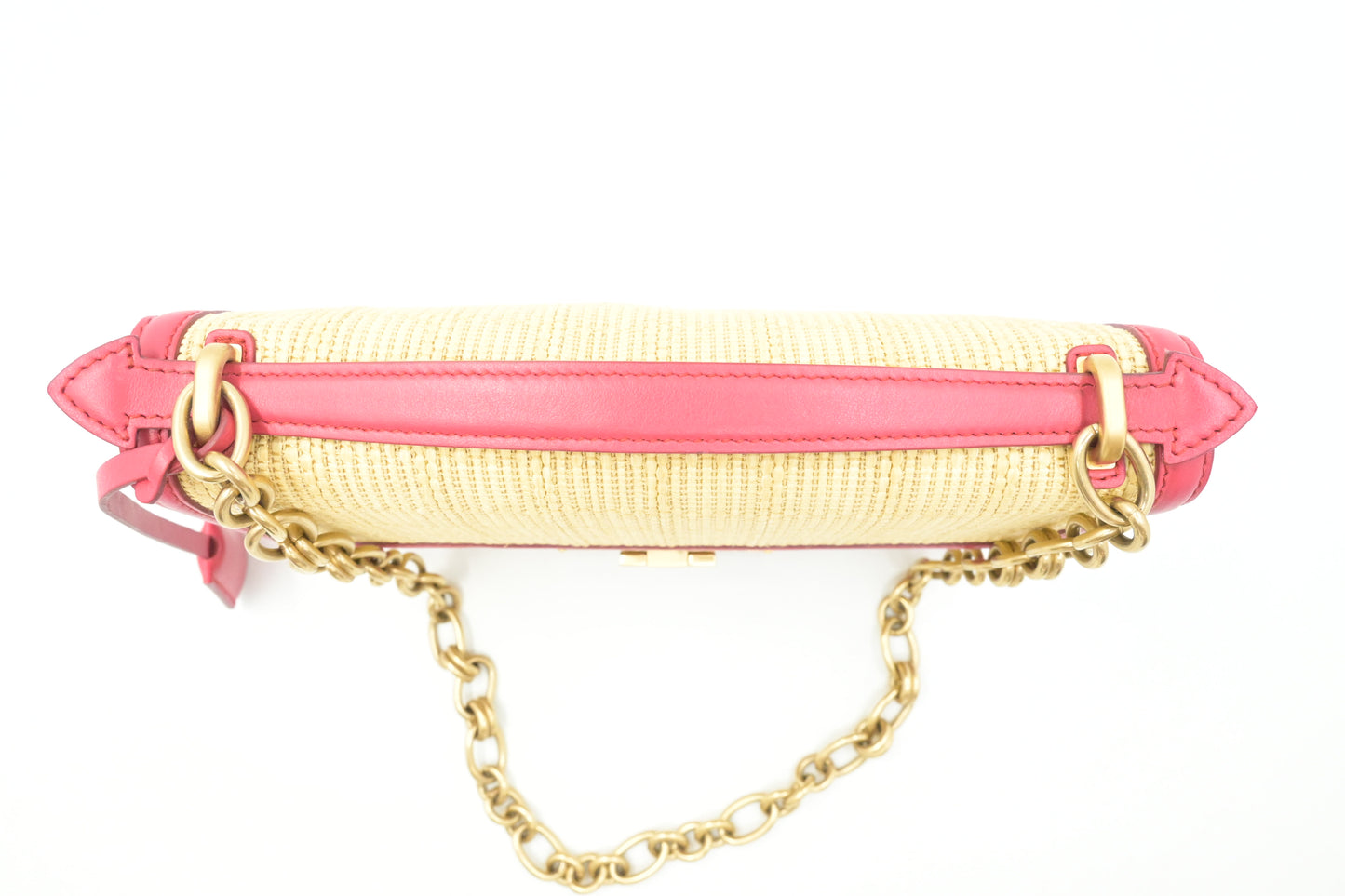 Ferragamo Shoulder Bag in Raffia and Red Leather