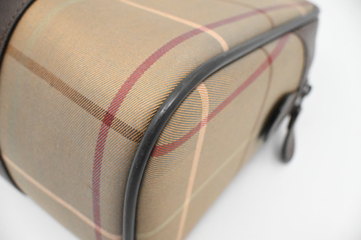 Burberry Boston Bag in Green Checked Canvas