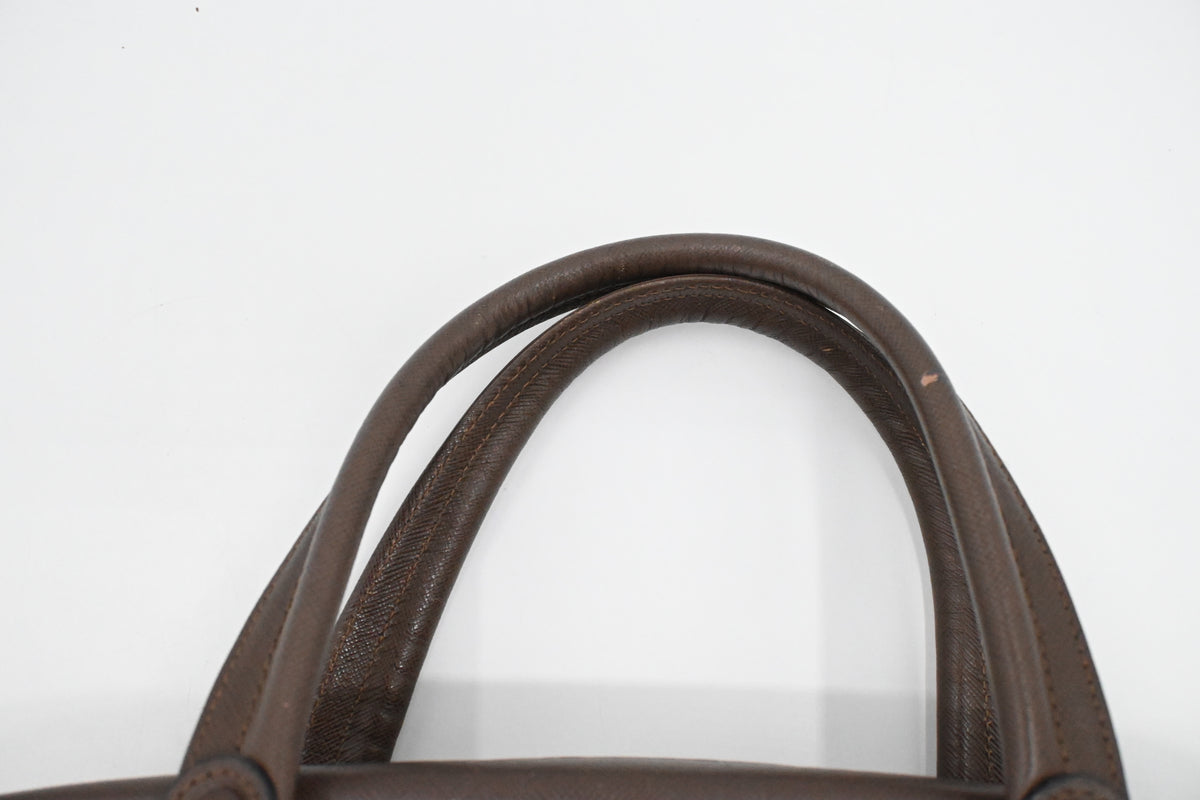 Burberry Boston Bag in Green Checked Canvas