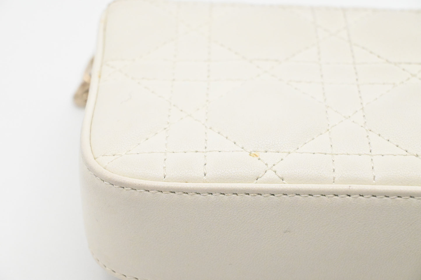 Dior Talk Phone Pouch in White Cannage Leather