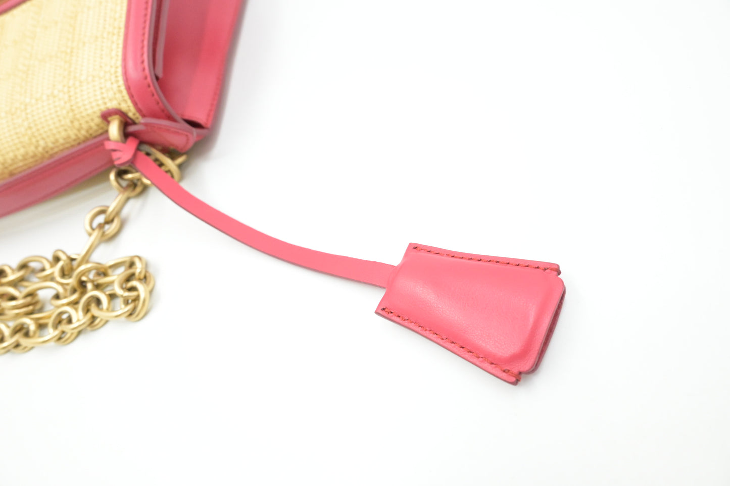 Ferragamo Shoulder Bag in Raffia and Red Leather