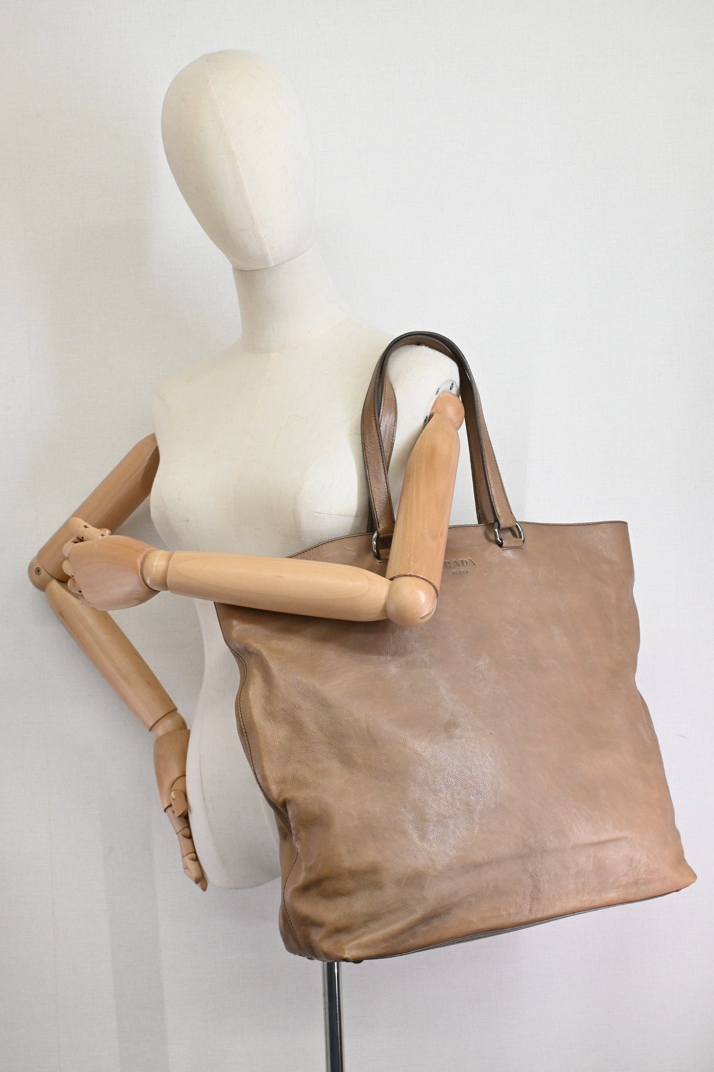 Prada Large Tote in Beige Leather