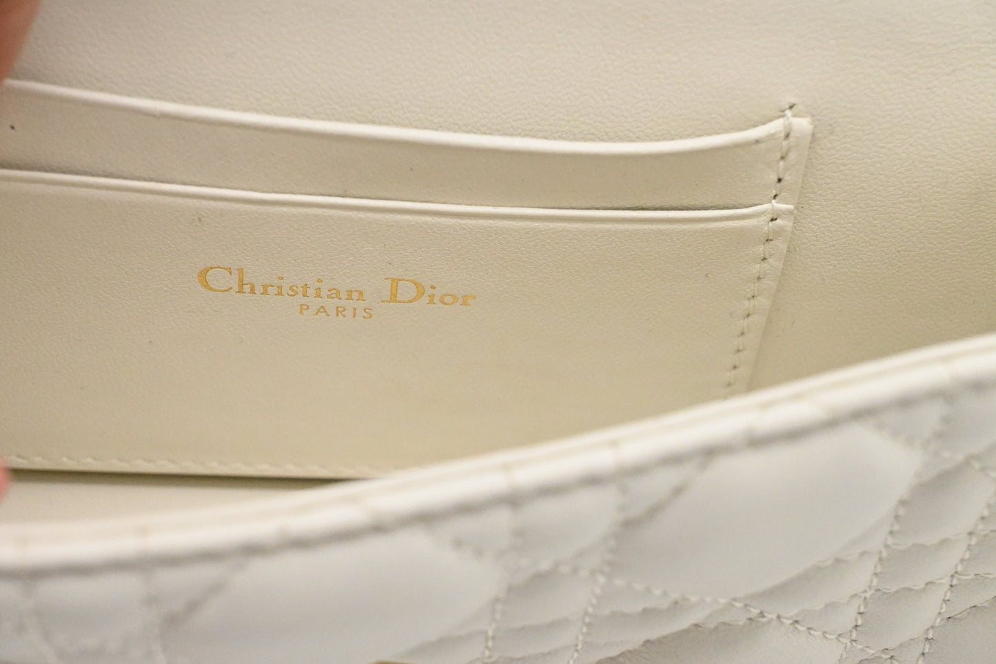 Dior Talk Phone Pouch in White Cannage Leather