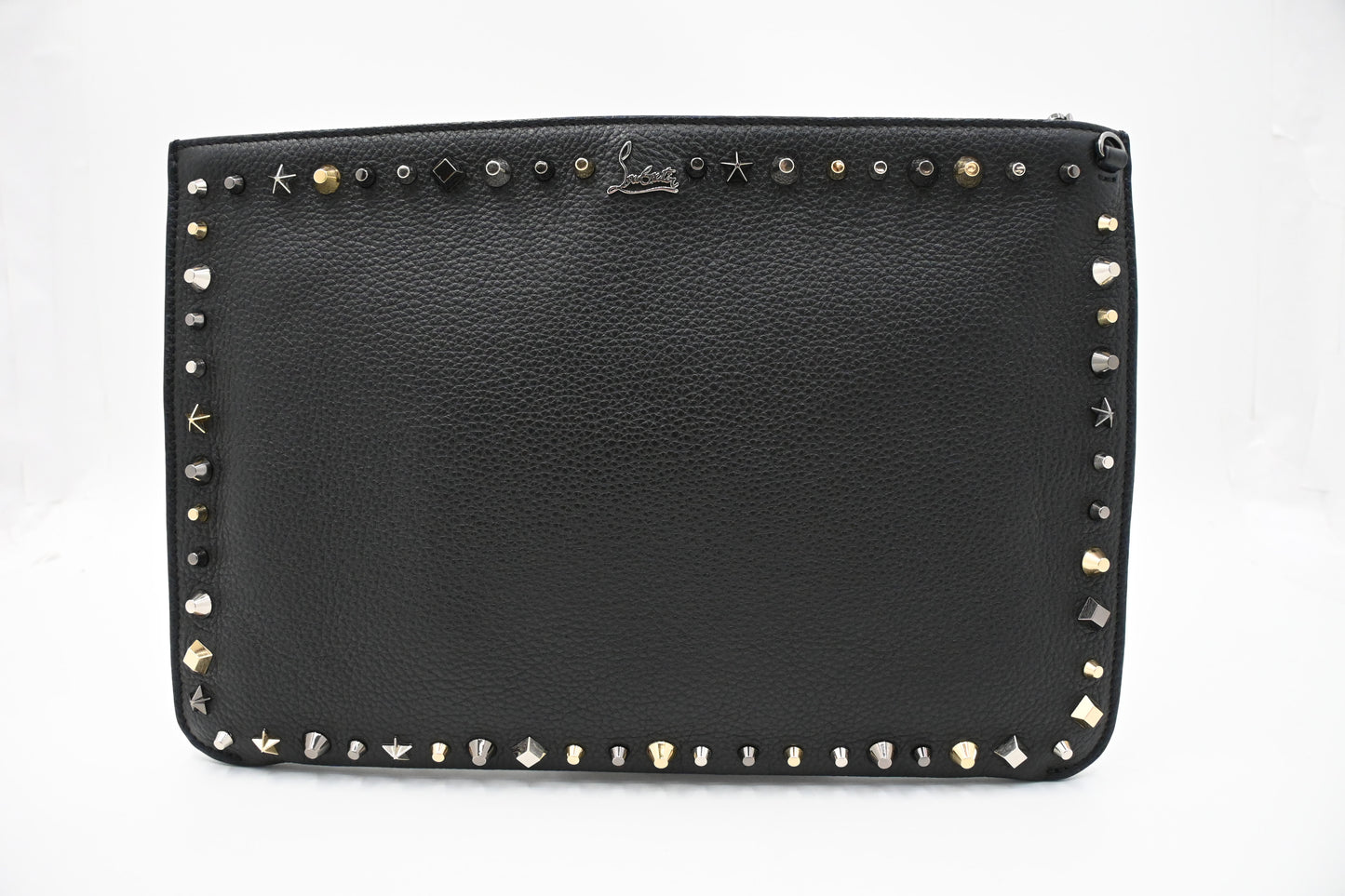 Louboutin Loubiclutch Crossbody in Black Studded Leather