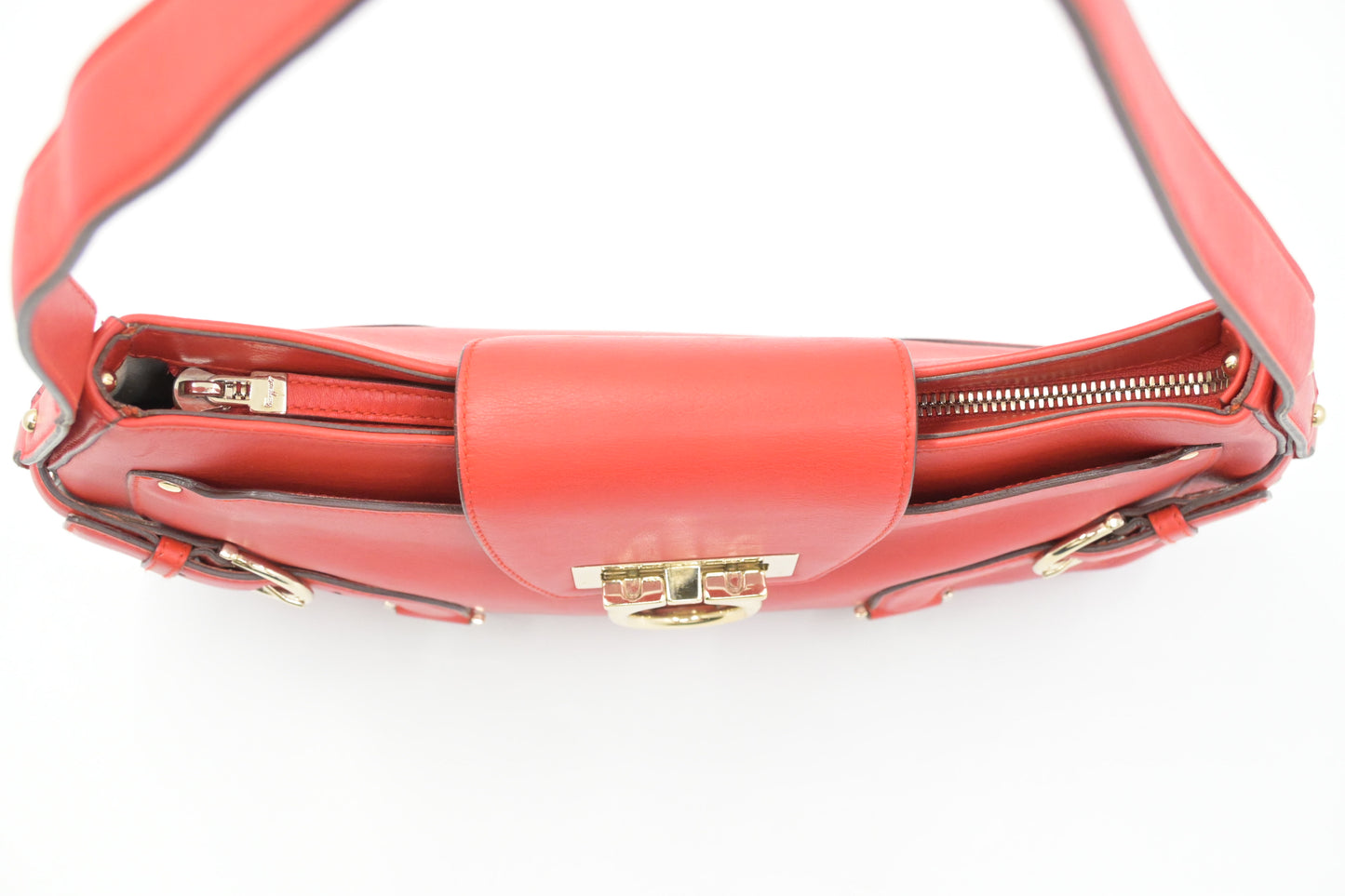 Ferragamo Shoulder Bag in Red Leather