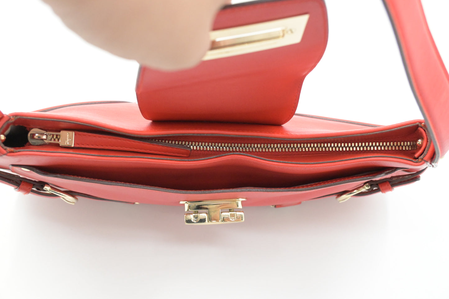Ferragamo Shoulder Bag in Red Leather