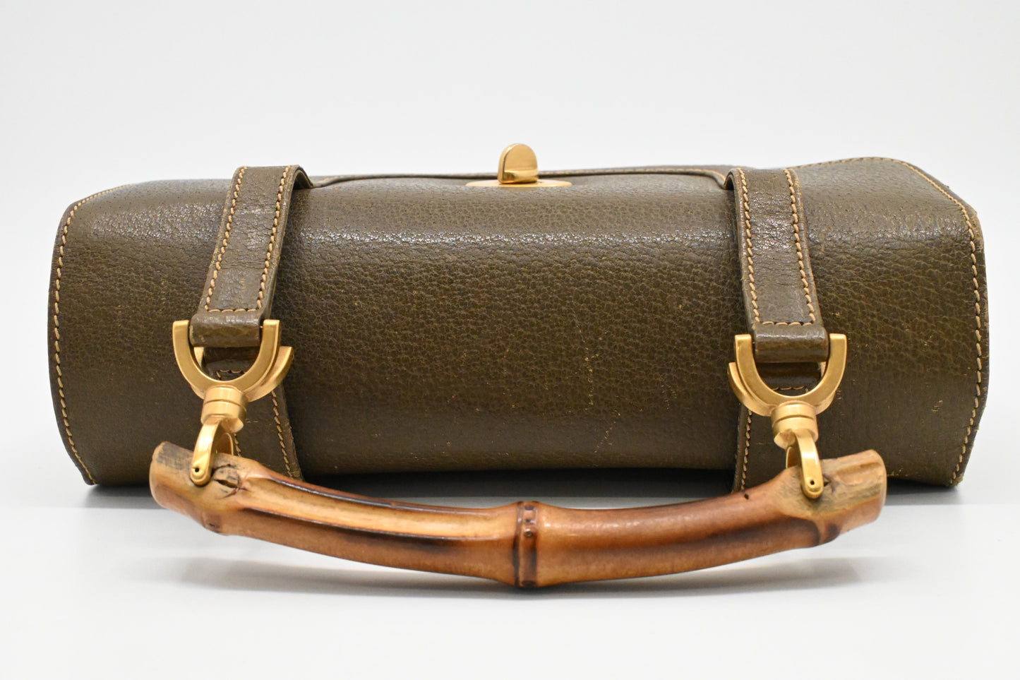 Gucci Bamboo Handbag in Olive Green Leather
