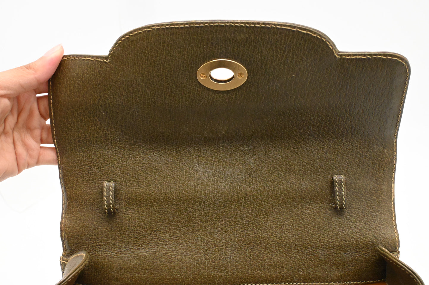 Gucci Bamboo Handbag in Olive Green Leather