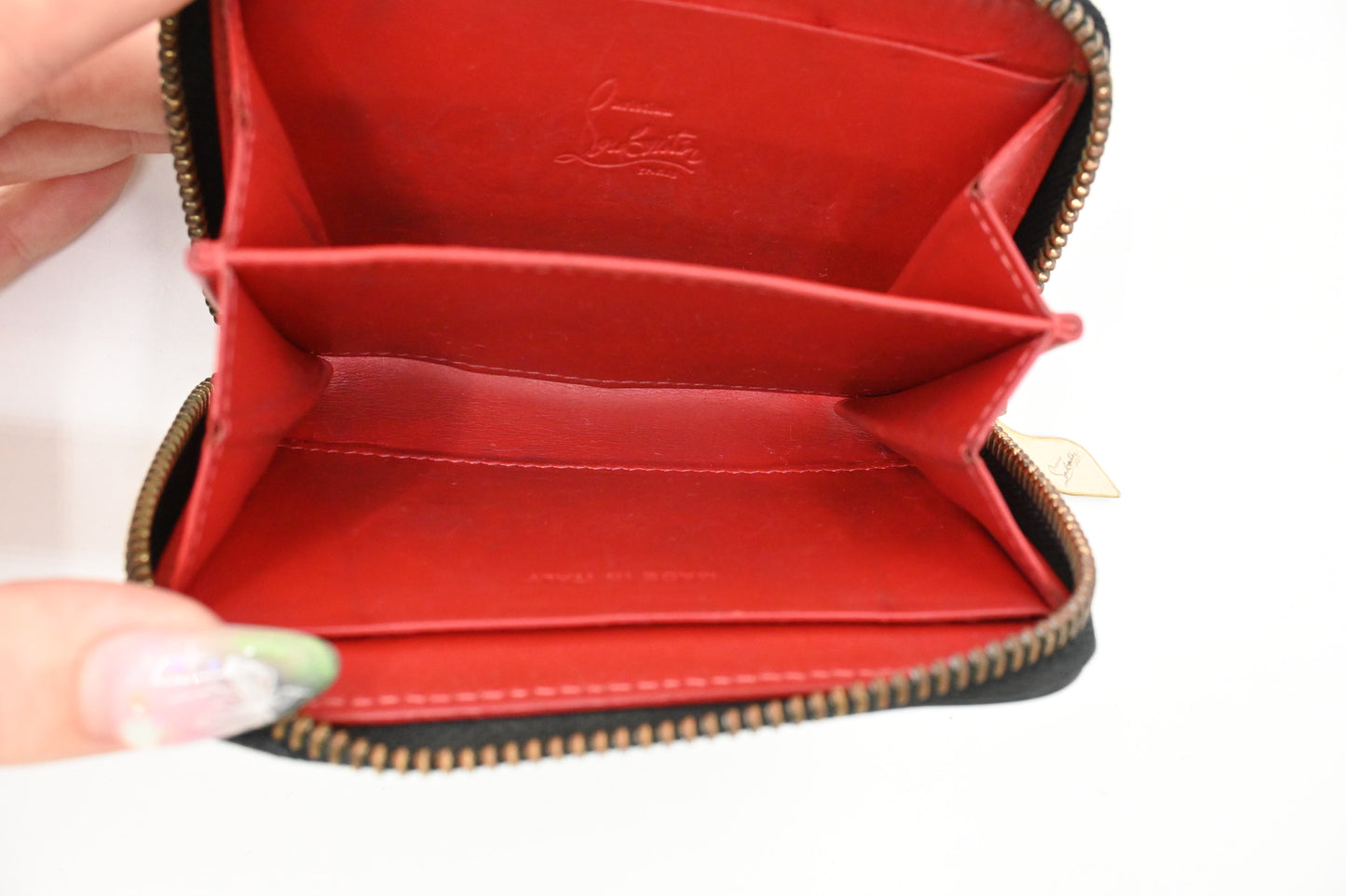 Louboutin Zippy Coin Case in Black Leather
