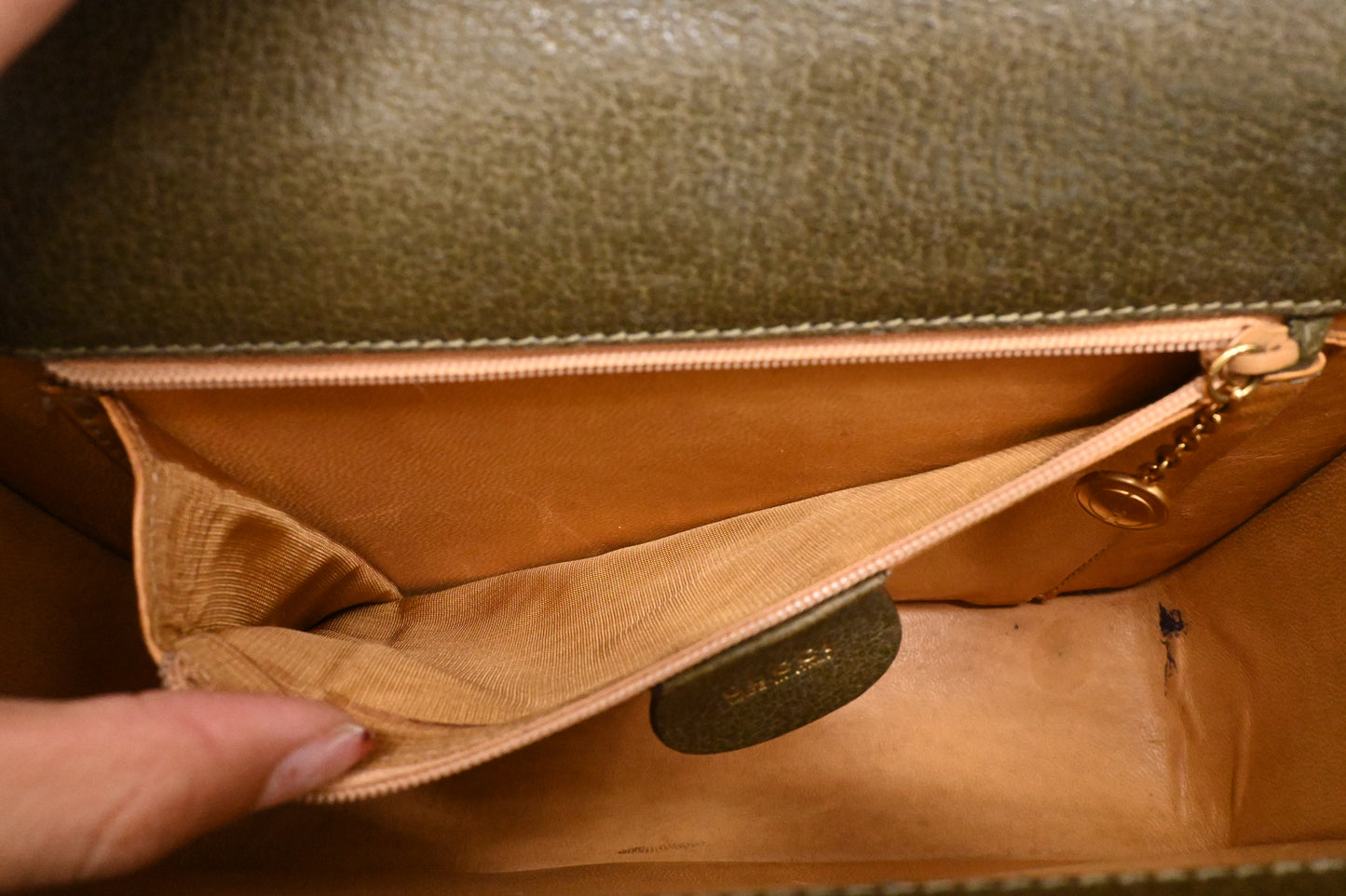 Gucci Bamboo Handbag in Olive Green Leather
